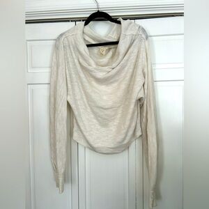 Free People White Off-The-Shoulder Shrug Sweater